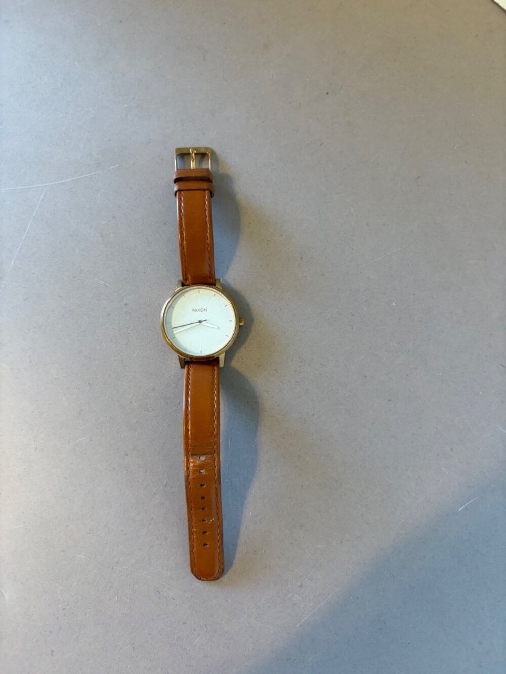 Nixon Kensington Watch Gold Case Brown Leather Band Minimalist Design